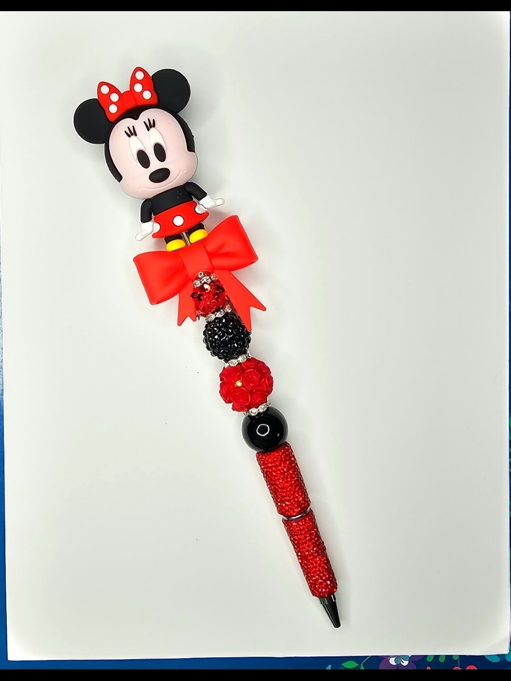 Minnie Mouse Red & Black Beaded Charm Pen